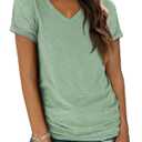 T Shirts Boat Neck Short Sleeve Scoop Neck Tees Womens Fashion Green Tops Trendy Lightweight Soft Casual Summer Spring Outfits Clothes 2026, small