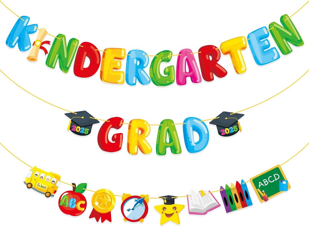 Kindergarten Graduation Banner 2023, Kindergarten Graduation Decorations No DIY Kindergarten Grad Banner for Preschool Kids, Kindergarten Graduation Party Decorations for Classroom with 3*16 Feet