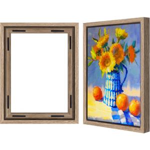 Americanflat 12x16 Canvas Floating Frame with Adhesive Strips Included - Vertical and Horizontal Floating Frame for Artwork - Canvas Frames for Wall Display - Oak