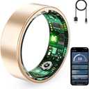 Smart Ring for Women & Men, Fitness Tracker Ring with Heart Rate Monitor, HRV, Sleep Tracking, No Subscription Fee, 10ATM Waterproof Activity Ring for iPhone & Android (Rose Gold, 7#)