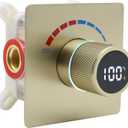 Concealed LED Digital Display Shower Diverter Valve Shower Mixing Valve Single Way Can Use All the Time Brushed Gold