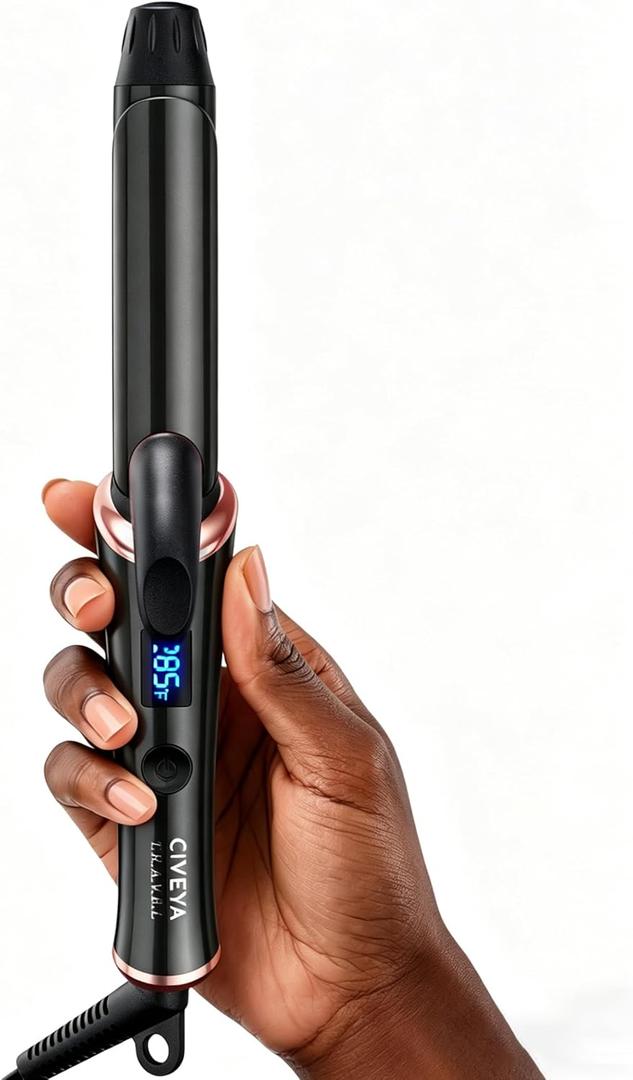 CIVEYA Travel Curling Iron Dual Voltage, 1 Inch Mini Curling Iron Travel Size with 5 Adjustable Heat Settings, Ceramic Barrel with Argan Oil Infused, Black