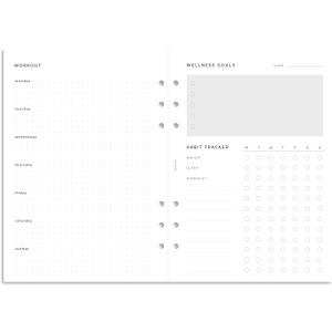Filofax Organizer Refill, A5 Size, Wellness Trackers Pack, White Paper, 8.26" x 5.82", 56 Sheets (B132687)