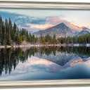 Framed Lake Canvas Wall Art: Mountain Range Skyline Scenery Painting Nature Landscape Artwork for Living Room, 36"L x 24"W