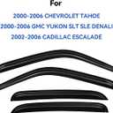 Window Visors Rain Guards for Chevy Tahoe/GMC Yukon 2000-2006, Out-Channel Window Vent Wind Deflectors Visors Shades for 2002-2006 Cadillac Escalade
