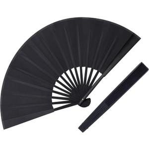 KEZKALS Clacking Fans for Line Dancing, Hand Fan, Black Hand Fans for Women Foldable, Clack Fans for Line Dancing, Folding Fan, Boots on The Ground Hand Fan Foldable for Dance, Party, Cosplay 13" (13.8 inche)