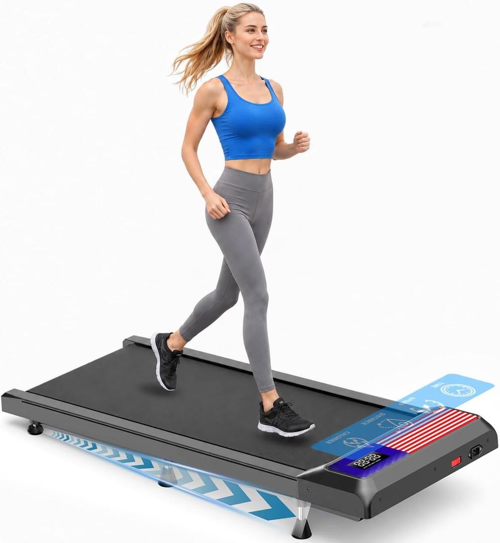 Gkyet Walking Treadmill Pad with Incline, 2.5 HP Under-Desk Treadmill Home Running Pad LED Display Exercise Machine with Remote Control