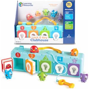 Learning Resources Lock & Key Clubhouse, Counting and Fine Motor Games, Combination Lock Toy , Montessori Activity Center For Kids, Preschool Learning Activities, Boy and Girls Gifts