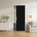 Jilron 100% Blackout Fabric Folding Door Curtain with Magnetic Closure - Accordion Style for Sliding Doors, Closets,Wardrobe and Temporary Door Solutions Doorway CurtainsW42 x L78, Black1 Panel