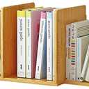 Desktop Bookshelf Expandable Desktop Organizer Counter Bookcase Desk Storage Organizer Display Shelf Rack for Office Supplies, Kitchen,Bathroom (13.2-24.4", Yellow)
