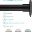 Corner Shower Curtain Rod, [24"-53"] x [24"-53"] Adjustable L Shaped Shower Rod No-Sagging 304 Stainless 90 Degree Curved Curtain Rod for Bathroom Bathtub with 12 Ring Hooks & Ceiling Support, Black