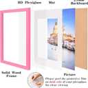 wyooxoo 20x27 Picture Frame Made of Solid Wood Pink Photo Frames Display Pictures 16x24 with Mat or 20x27 Without Mat Colorful Frame For Horizontal Vertical Wall Mounting