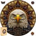 Reouinty Bald Eagle Wooden Puzzle for Adults 500 Piece, Mandala Wooden Jigsaw Puzzles, Inspiring Puzzle, Beautiful Wooden Puzzle with Box Birthday Gifts for Adults and Kids Family Game(16.5 * 16.5in) (Brilliance of Eagle)