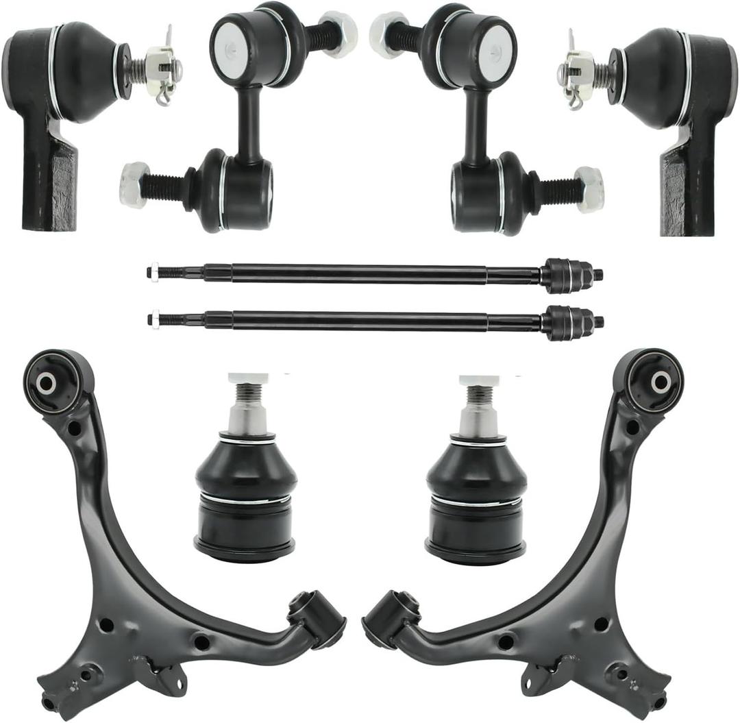 Front Lower Control Arm for Acura EL & Honda Civic 2001-2005, Ball Joint + Inner & Outer Tie Rod Ends, Left & Right, Suspension Kit K640287 K640288 K90332 K90454 K90455 ES3581 EV469-10pcs