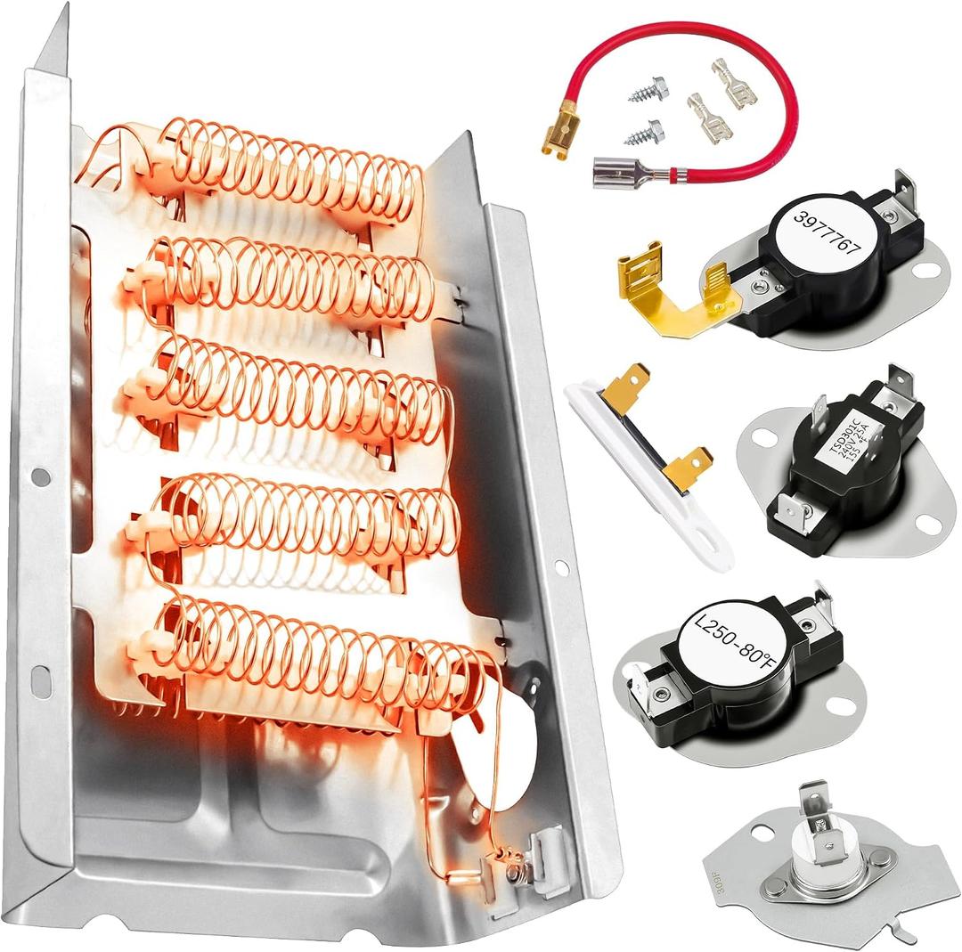 Dryer Heating Element Kit Fit for Ad-miral Dryer AED4675YQ1 AED4675YQ0 AED4675EW0 AED4516MW1 AED4516MW0 AED4475TQ1 AED4475TQ0 AED4470TQ0 AED4370TQ0 4KAED4475TQ1 4KAED4475TQ0 4GAED4900YW2 4GAED4900YW1