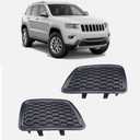 Front Bumper Grille Insert (LH + RH) Compatible With Jeep Grand Cherokee 2014-2016 / Center Grille Bezel Outer (SET) / Front Bumper Insert Lower Grill Bezel Cover (1 Pair) Black