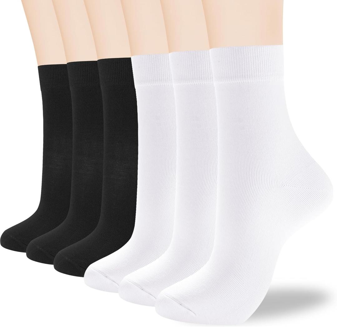 ATBITER Women's Thin Cotton Crew Socks - Soft Above Ankle Bootie Casual Dress Socks 6-Pairs (9-11)
