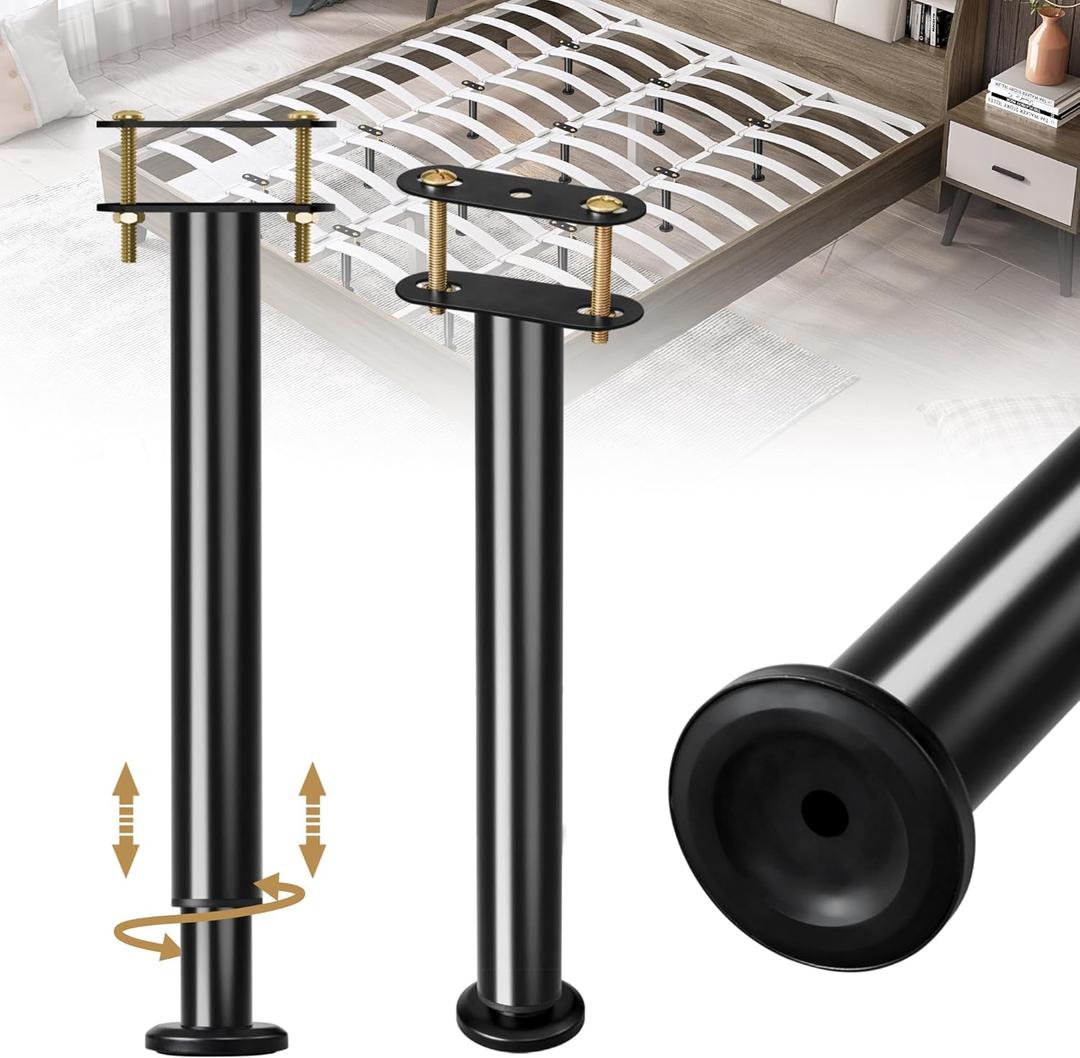 Adjustable Height Bed Support Legs 13.8-23.6 inch, Bed Frame Center Support Legs for Bed Frame/Bed Center Slat/Furniture, Heavy Duty Metal Bed Replacement Legs Bed Slats Support Legs, Upgraded Version
