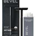 Bevel Safety Razor with Brass Weighted Handle and 10 Double Edge Safety Razor Blade Refills, Single Blade Razor for Men, Designed for Coarse Hair to Prevent Razor Bumps, Black