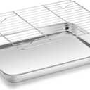 Homikit Baking Sheet with Wire Rack, 10 x 8 Inch Stainless Steel Cookie Sheets for Baking, Small Baking Pan with Cooling Rack, Nonstick Metal Toaster Oven Bacon Tray, Rust Free & Dishwasher Safe