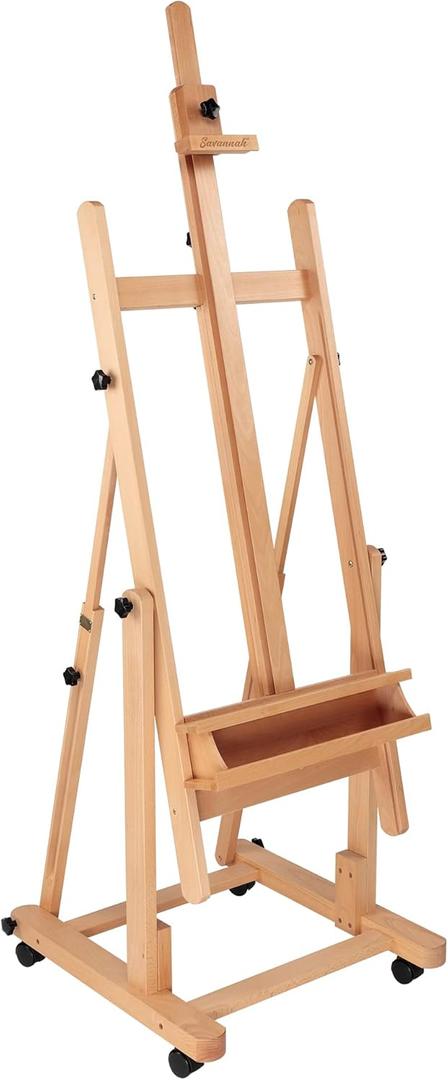 Creative Mark Savannah Studio Easel - Portable Lightweight Art Easel with Adjustable Angles with Wheels - Ideal for Artist, Perfect for Painting - Storage Drawer - Natural Finish - Ideal for Artist