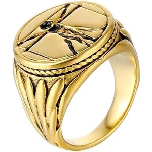 Planet '79 Vitruvian Man Classic Signet Ring 18K Gold Plated Stainless Steel Classic Design 8