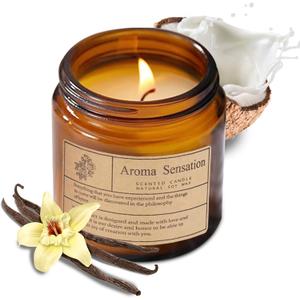ARCASA Organic Coconut Vanilla Candles - Non Toxic Soy Candles for Home, Stress Relief & Meditation (7oz)