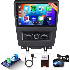 8 Core 2+64G Android Car Stereo for Ford Mustang 2010 2011 2012 2013 2014 with Wireless Carplay Android Auto, 10.1'' Touch Screen Car Radio Mirror Link WiFi GPS Bluetooth FM/RDS DSP Backup Camera SWC