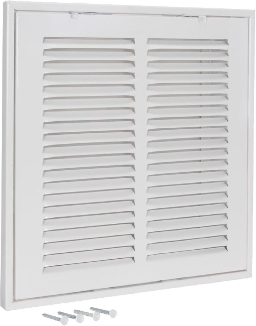 EZ-FLO 10 x 10 Inch (Duct Opening) Return Air Vent Cover for Wall or Ceiling, Solid Steel Return Air Filter Grille, HVAC Vent Cover, White, 61657