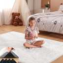 4x6 Cream White Rugs for Bedroom Living Room, Fluffy Small Area Rug Soft Shag Carpet for Kids Boys and Girls Room with 4 Rugs Non-Slip Stickers Dorm Home Decor (4ft x 6ft)