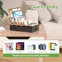 Pezin & Hulin Cord Organizer Box, Surge Protector Organizer, Device Charger Station for Phones & Tablets, Wood Charging Dock -with 6 Wire Cables, BUT NO Power Supply - Natural + Black