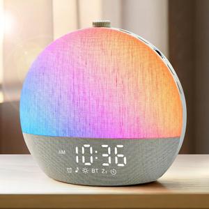 Sunrise Alarm Clock, White Noise Sound Machine, Sunlight Alarm Clocks for Bedrooms, 9 Natural Wake Up RGB Night Light, 30 Soothing Sounds for Heavy Sleepers, Baby, Kids, Adults, Small