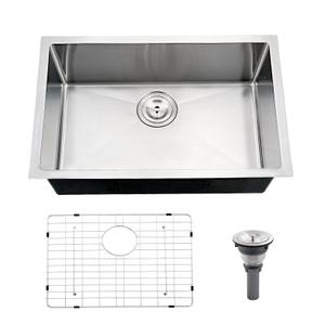 Undermount Kitchen Sink,Jshozzy 27x16 Stainless Steel Kitchen Sink Undermount 16 Gauge Handmade Under Counter Single Bowl Sink Deep