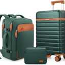 UKEIN Luggage Sets 3 Piece, Carry On Luggage 20In With Spinner Wheels,PC Hardside Suitcase Set with TSA Lock,Durable Carry On Suitcase With Travel Backpack for Men (Green, 3 piece set (20inch))