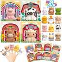 AuroTops 24 Pack Farm Animal Finger Puppets with Unique Cards, Valentine Party Favors for Boys & Girls, Kids Exchange Valentine's Gifts