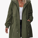 IN'VOLAND Women's Rain Jacket Plus Size Long Raincoat Lightweight Hooded Windbreaker Waterproof Jackets with Pockets, 22 Plus Army Green