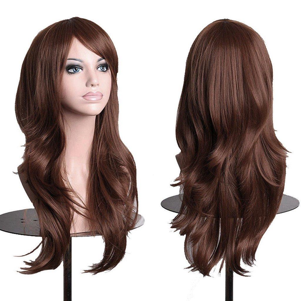 ANESHE Wigs 28" Long Wavy Hair Heat Resistant Cosplay Wig for Women (Dark Brown)