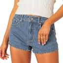 Women's Summer Skinny Denim Shorts High Rise Bow Jeans Short Slim Fit Going Out Stretchy Denim Short with Pockets (Blue, L)