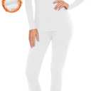 SIMIYA Thermal Underwear Set for Women Long Johns with Fleece Lined Long Sleeves Base Layer Set Top Bottom, White Large