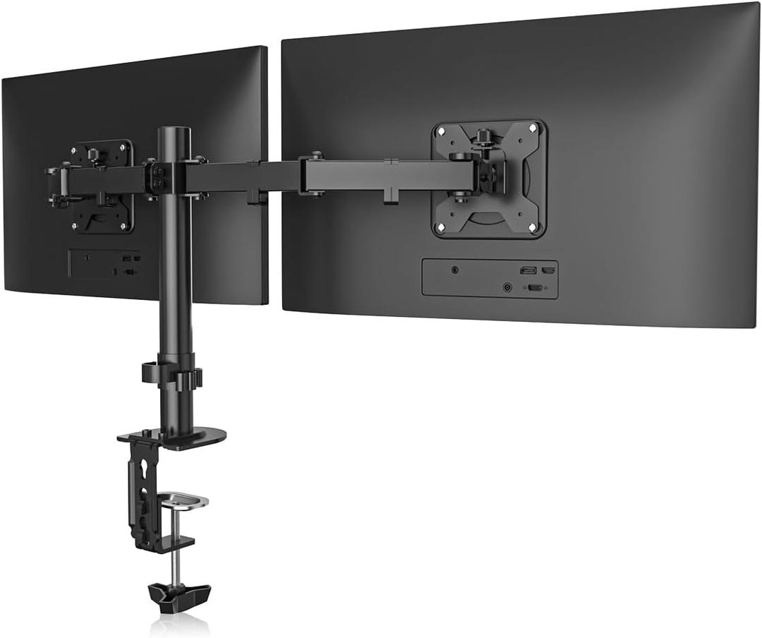 Suptek Dual Monitor Desk Mount, Adjustable Dual Monitor Arm for 2 Computer Screens up to 27 inch, Dual Gas Spring Monitor Arm, Holds up to 22 lbs Each, VESA 75x75/100x100 mm, Black (MD9442)