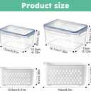 2 Pack Fruit Storage Containers for Fridge with Removable Colanders, Dishwasher & Microwave safe Produce Storage Containers with Lids Keep Fruits, Vegetables, Berry, Meat Fresh longer