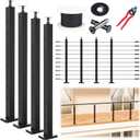 Muzata 15-20FT Modular Black Cable Railing Kit 36 Inch 4 Level Post Kit Complete Set Cable Railing System for Decks Length Adjustable Easy DIY with Paper User Guide (No Handrail) RWS1 BH4S