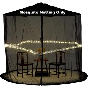 7.5-10FT Umbrella Netting for Outdoor Umbrellas, Patio Umbrella Mosquito Netting with Led Strip Lights, Adjustable Rope, Fits 9Ft Outdoor Table Umbrellas (Black) 7.5-10FT Umbrella Netting for Outdoor Umbrellas, Patio Umbrella Mosquito Netting with Led Strip Lights, Adjustable Rope, Fits 9Ft Outdoor Table Umbrellas (Black)