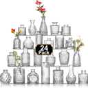 Aheroi 24 Pcs Bud Vase Set, Small Glass Vases for Centerpieces, Cute Vintage Flower Vase Bulk Bud Vases for Centerpieces, Mini Wedding vases Set for Table Decorations, Room Office Table Decor