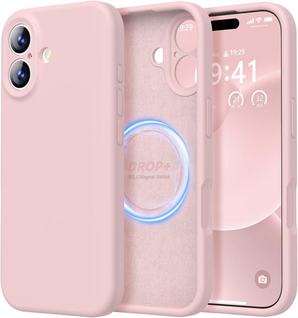 LOVE 3000 Designed for iPhone 17 Case, Premium Silicone [Compatible with Magsafe][Soft Anti-Scratch Microfiber Lining] Shockproof Protective Phone Case for Men Women 6.3", Chalk Pink