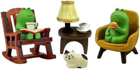 Refintural Miniature Frog Figurines Statue, Adorable Frog Collectibles for Desk and Bedroom Decor, Perfect Indoor Home Decorations and Gifts