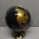 Iron & Glory World Globe - Rotating Black & Gold Desk Globe - Vintage Map - Educational World Atlas - Home Office Accessories & Living Room - Gloss Finish & Brushed Metal - Desktop Decor 24cm