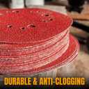 POWERTEC 40 Grit, 100 Pack, 6 Inch Sanding Discs Hook and Loop, 6-Hole Aluminum Oxide Orbital Sander Pads, Woodworking Round Sandpaper for Random Orbital, Air, Pneumatic & DA Sanders (45204-P4)