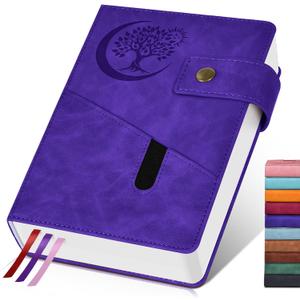 365 Page Thick Lined Journal Notebook for Men Women, A5 Leather Journals for Writing, Hardcover Notebooks for Work, School, Note Taking,Travel, Business,Personal Diary, College Ruled 5.9" x 8.4" (Purple)