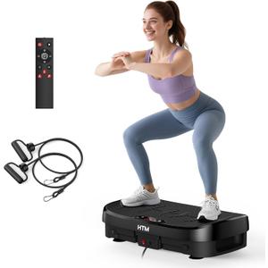 HTM Vibration Plate Exercise Machine - 330lbs Weight Capacity, 120 Speed Levels, Full Body Workout Shake Board for Home Fitness, Toning and Wellness, LED Display, Low Noise Motor (Black)